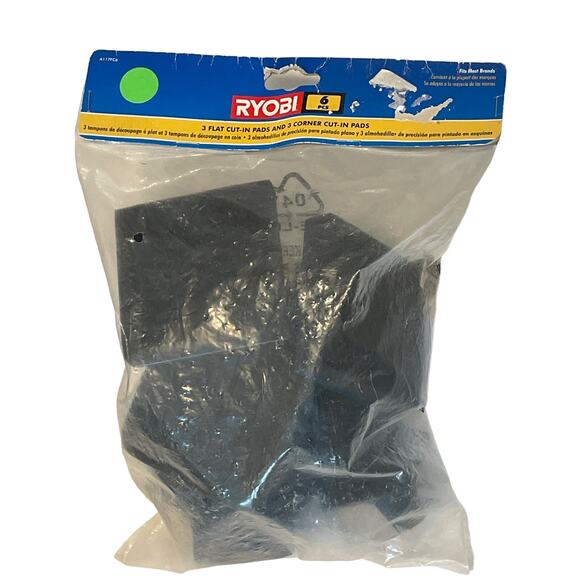 Ryobi 6 pcs= 3 Flat 3 Corner Cut-In Paint Pads Fits Most Brands NWT A117FC6 - Picture 2 of 9